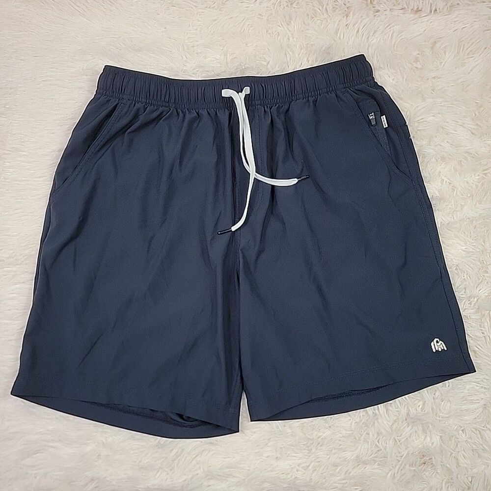 Into the AM Shorts Size XL Drawstring Waist Athleisure Navy Pockets Stretch Y